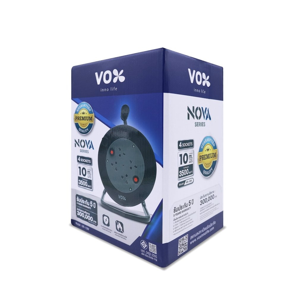 ปลั๊กไฟ OUTDOOR รุ่น NR-10M F5ST3-NOR1-L010 สีดำ 10 เมตร VOX | ปลั๊กไฟโรลเก็บสายไฟ