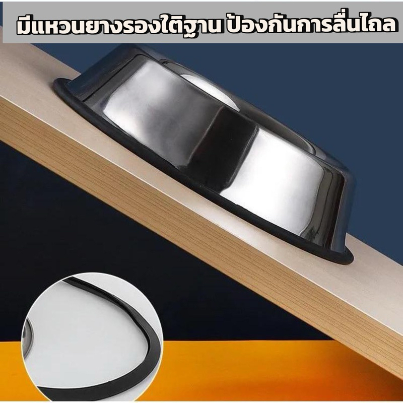 ชามอาหารสัตว์เลี้ยงแสดงตนเลส กันการลี่นไถล ขนาด 22cm/26cm/30cm Stainless Steel Dog Bowl with Rubber Base รูปที่ 8