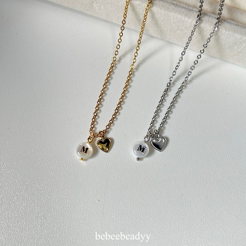 สร้อยคอ จี้ตัวอักษร A-Z และจี้หัวใจ ❤︎❤︎ สีเงินและสีทอง | สร้อยสแตนเลส