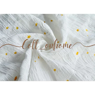 ผ้าลายเดซี่ ผ้าอัดย่น หน้ากว้าง150cm พร้อมส่ง