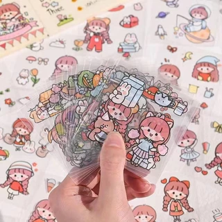 สติกเกอร์ ลายเยอะ น่ารักมาก กันน้ํา ตกแต่งDIY สําหรับสมุดโน้ต ขวดน้ํา ของขวัญ PET
