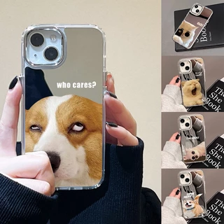 เคสโทรศัพท์มือถือแบบกระจกFor IPhone 11 13 Pro Max 17 14 Case ไอโฟน15 16 12เคสไอโฟนลายสุนัข/แมวกรณีโทรศัพท์มือถือชุบกระจก