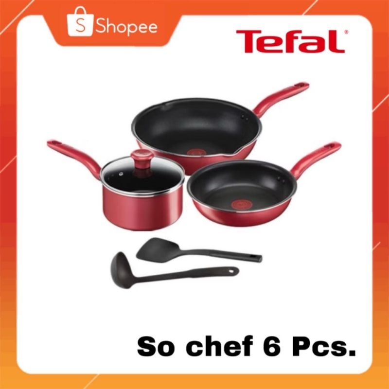 [ของแท้🔥รับประกันศูนย์ 2 ปี] Tefal เซ็ตอุปกรณ์เครื่องครัว So Chef กระทะ ก้นอินดักชั่น Set 6 ชิ้น G13