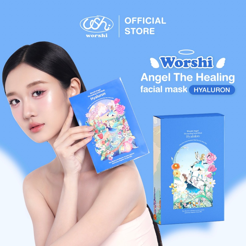 มาส์กหน้านางฟ้า Worshi Angel The Healing facial mask สูตร Hyaluron ฟื้นฟูผิวล้ำลึก เติมความสดใสให้ผิว - รูปที่ 7
