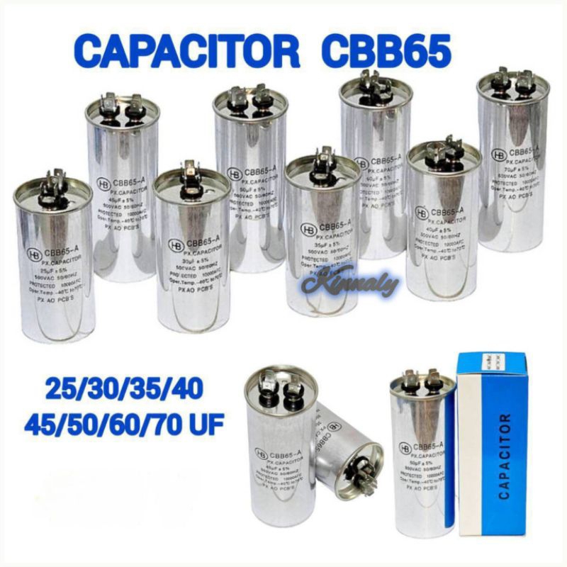 คาปาซิเตอร์ แอร์ 15/20/25/30/35/40/45/50/55/60/70/80 Uf  แคปรัน/Capacitor HB CBB65 / 500V