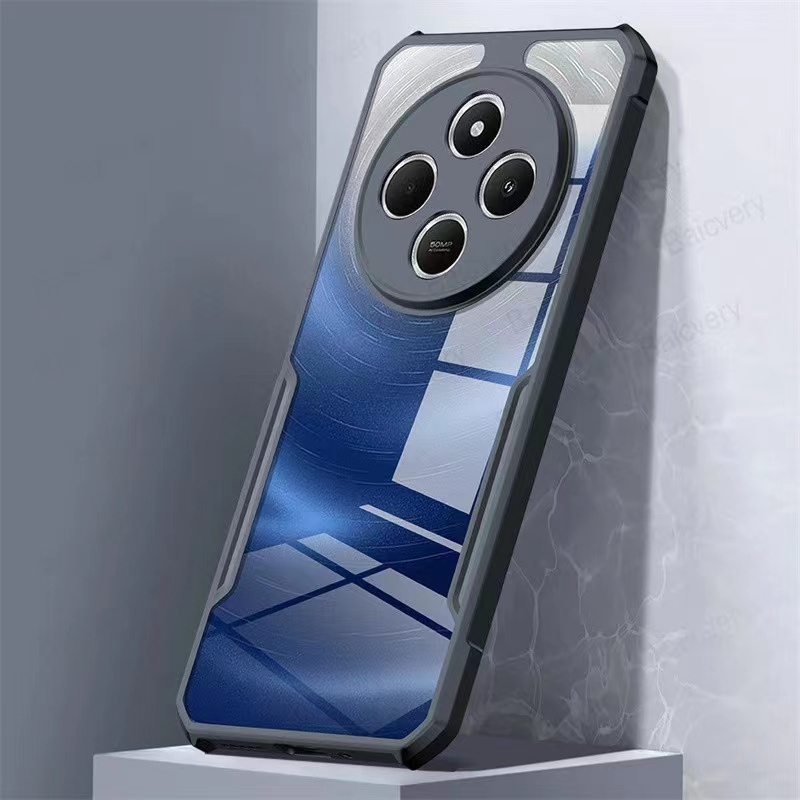 Poco C75/redmi 14C(พร้อมส่งในไทย)เคสกันกระแทกขอบสีหลังใสXiaomi Redmi 14Cตรงรุ่น