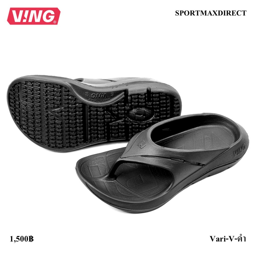 VING VARI-V Recovery Sandals Jet Black รองเท้าแตะใส่วิ่งออกกำลังกาย รองเท้าแตะฟื้นฟู/รองเท้าแตะเพื่อสุขภาพ (Vari-V-ดำ)