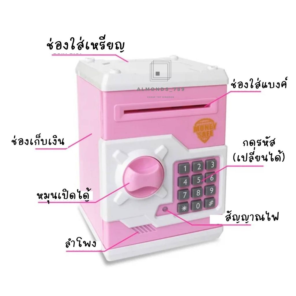 กระปุกออมสิน ออมสิน ATM  ตู้เซฟออมสิน ดูดแบงค์ ใส่เหรียญได้ มีเสียง มีไฟ ใส่รหัสได้ ราคา ถูกที่สุด ดีลบีเคเค แกลเลอรีภาพที่ 3