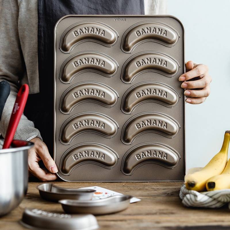 พิมพ์ขนมรูปกล้วย Banana cake สไตล์เกาหลี เคลือบเทฟลอน แบรนด์ SUNCITY แบบ 10 ช่อง