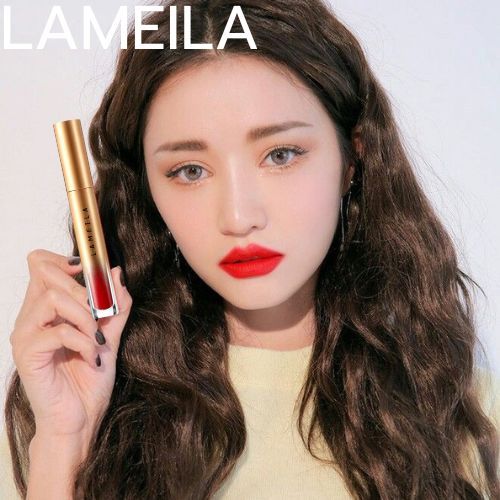 NO.1021 สินค้ามาใหม่ lameila valvet lip glaze ลิปสติกจุ่มเนื้อแมท กันน้ำ ลิปจุ่มเนื้อ เม็ดสีชัด ติดทนไม่หลุด เนื้อบางเบา