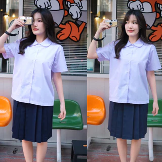 เสื้อนักเรียน คอบัว ตราละมุด เสื้อนักเรียนประถม ✅ฟรี ปักชื่อ✅
