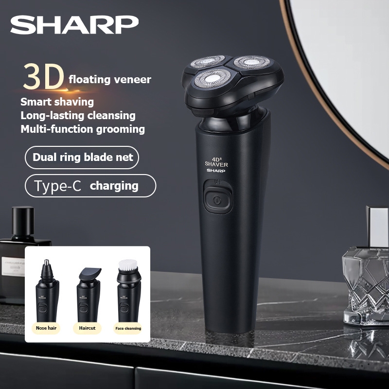 SHARP ที่โกนหวดไฟฟ้า 3 in 1 4D Electric Shaver เครื่องโกนหนวด เครื่องโกนหนวดไฟฟ้า เครื่องโกนหนวด เครื่องโกนหนวดแบบชาร์จไ