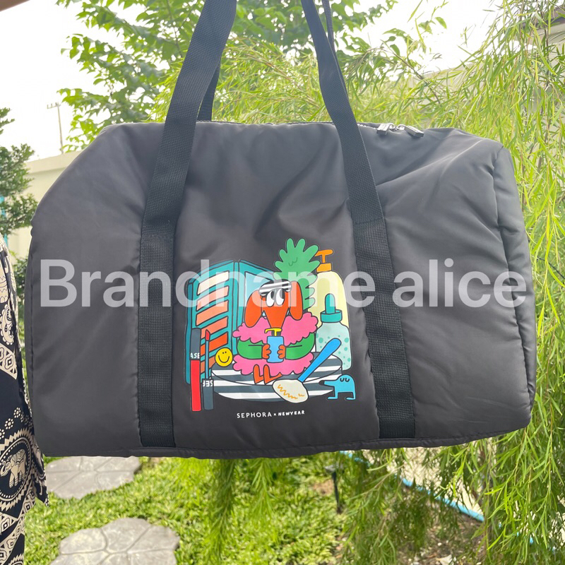 แท้ Sephora gym bag ลายน้อง สุดน่ารัก สีดำลายเนื้อนุ่ม