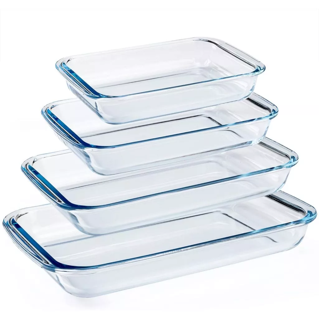 ถาดอบแก้ว ถาดอบอาหาร แก้ว ไมโครเวฟได้สามารถ เข้าเตาอบได้ Glass Baking Dishes 4pcs 1L 1.5L 2L 3.5L