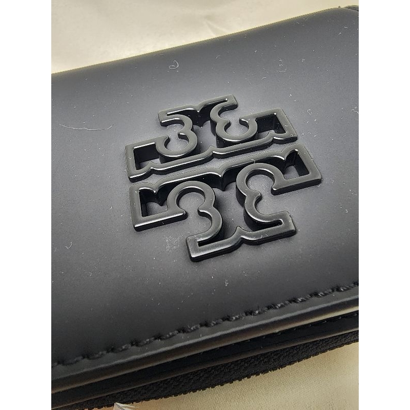 [แท้มือ1 ส่งตรงจากอเมริกา] Tory Burch Britten Bifold Logo Zip Coin Leather Wallet in Matte Black