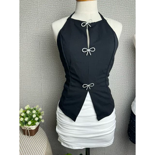 เสื้อคล้องคอ ดีไซส์เรียบหรู แต่งโบว์เพชร(D002)
