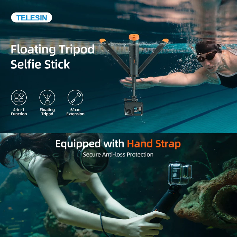Telesin Floating Tripod Selfie Stick for GoPro / Insta360 / DJI Osmo360 / Action 6/5Pro/4/3 thumbnail 3