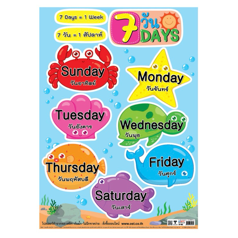 โปสเตอร์ความรู้ 7วัน No.462 ขนาด 50*70 ซม. บรรจุ:1เเผ่น