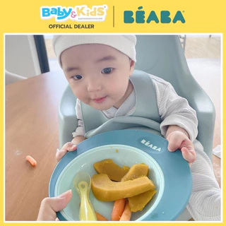 Beaba ถาดกันเปื้อนซิลิโคน Set of 2 Silicone Bibs - Frosty Green / Light Grey