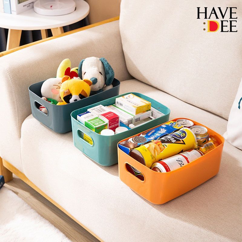 Havedee กล่องเก็บของ มี 3สี 2ขนาด กล่องพลาสติก ใส่ของ ตะกร้าเก็บของอเนกประสงค์ เก็บเครื่องสำอาง