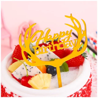 (แพค10 ชิ้น)ป้ายปักเค้ก Happy Birthday อครีลิค มีแบบหลากหลายให้เลือก