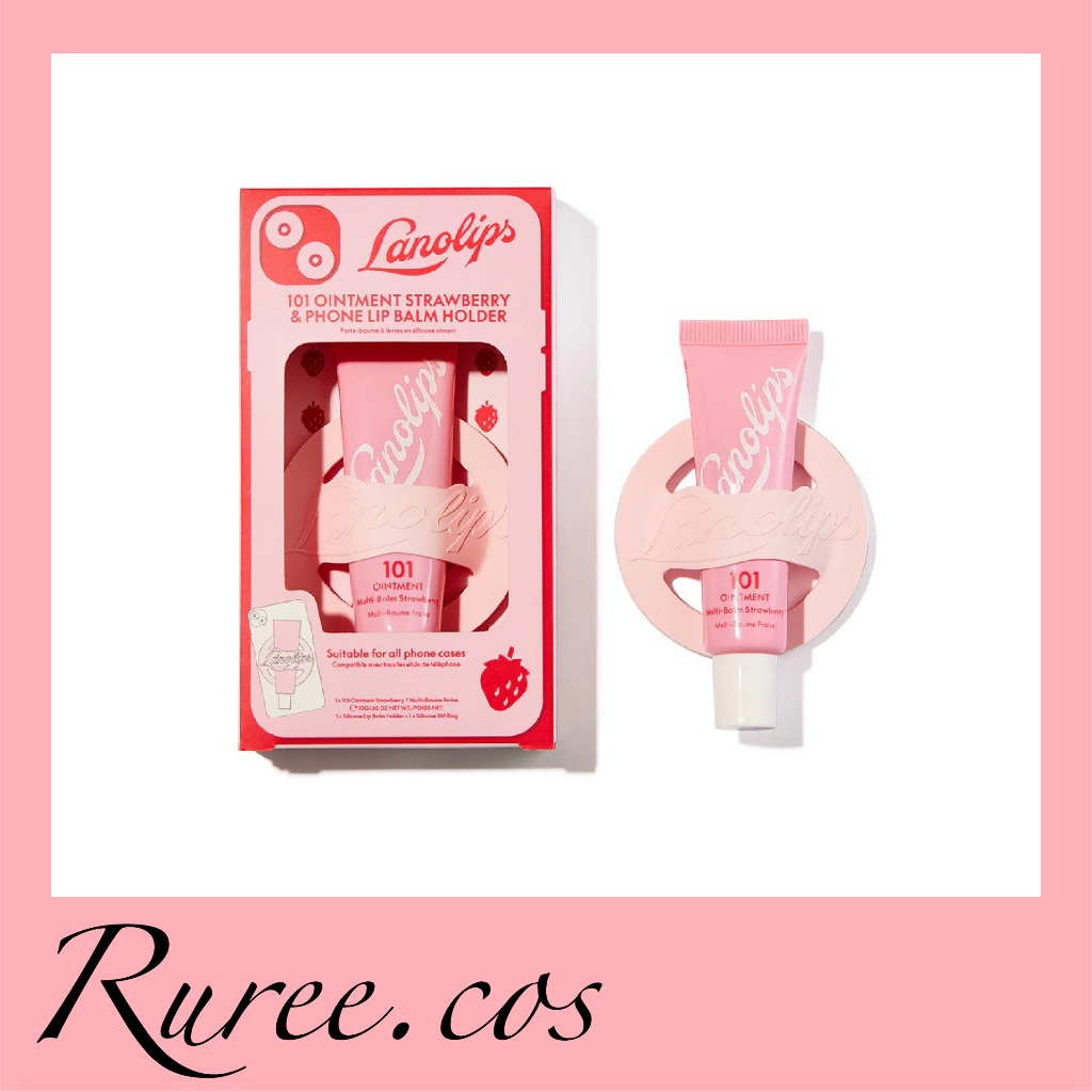 [พร้อมส่ง/ของแท้] LanoLips - 101 Ointment Strawberry & Phone Lip Balm Holder
