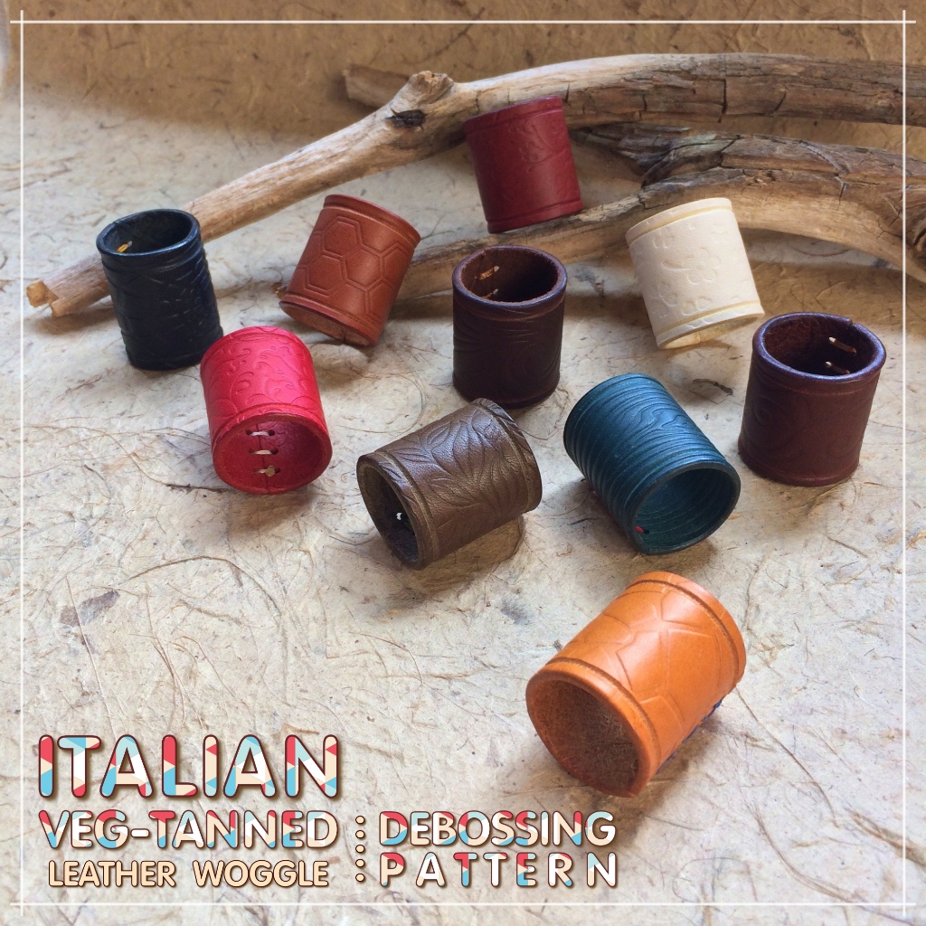 วอกเกิ้ลหนังฟอกฝาดอิตาลีปั๊มลายกราฟฟิค / Italian Veg-Tanned Leather Woggle