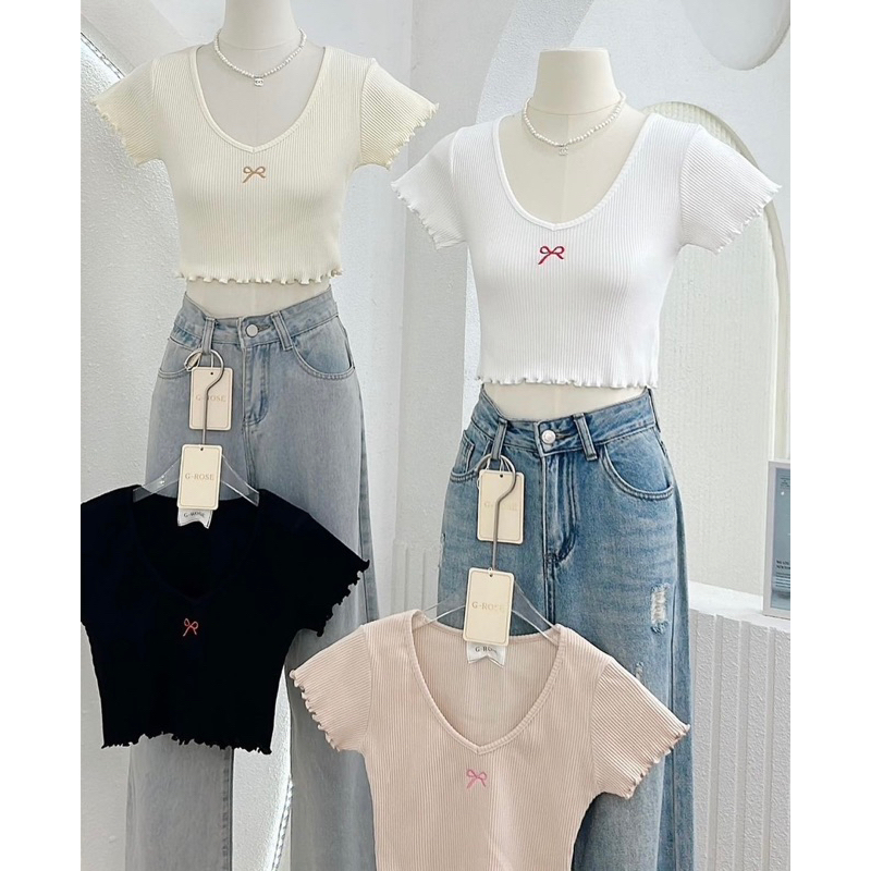 เสื้อครอปผ้าร่อง G-Rose