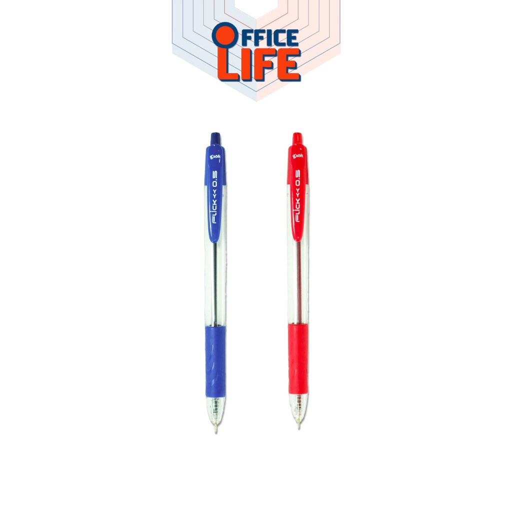G'SOFT ปากกาลูกลื่นเจล ปากกา รุ่น FLICK ขนาด 0.5 MM. หมึกน้ำเงิน หมึกแดง (1ด้าม )