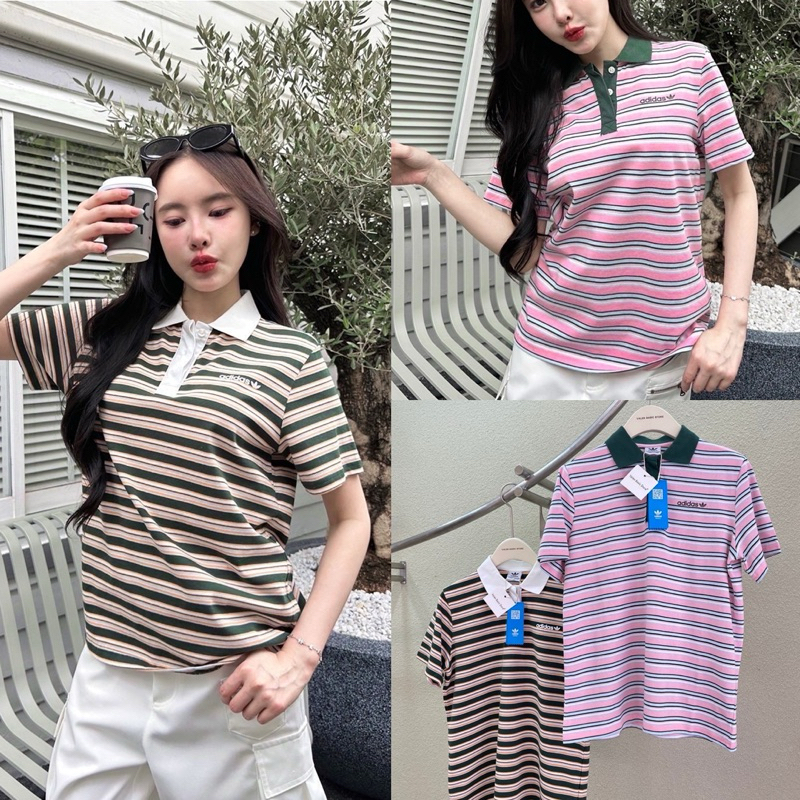 ADS polo top เสื้อคอปกโปโลรุ่นใหม่ น่ารักมากกกกๆ ลายทาง สวยยยยปัง ชนช็อปเลยค่ะ ผ้าหนานุ่ม