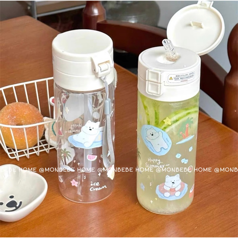แก้วน้ำ แก้วกาแฟ สุนัsummer มีหลอด 550ml พร้อมส่ง！！！