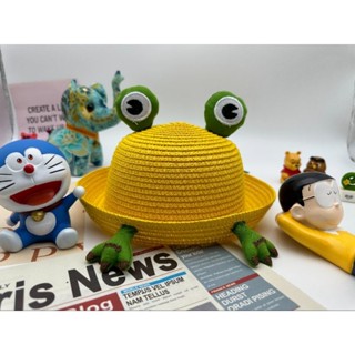 หมวกสานเด็กสีพื้น3-10ขวบใส่ได้