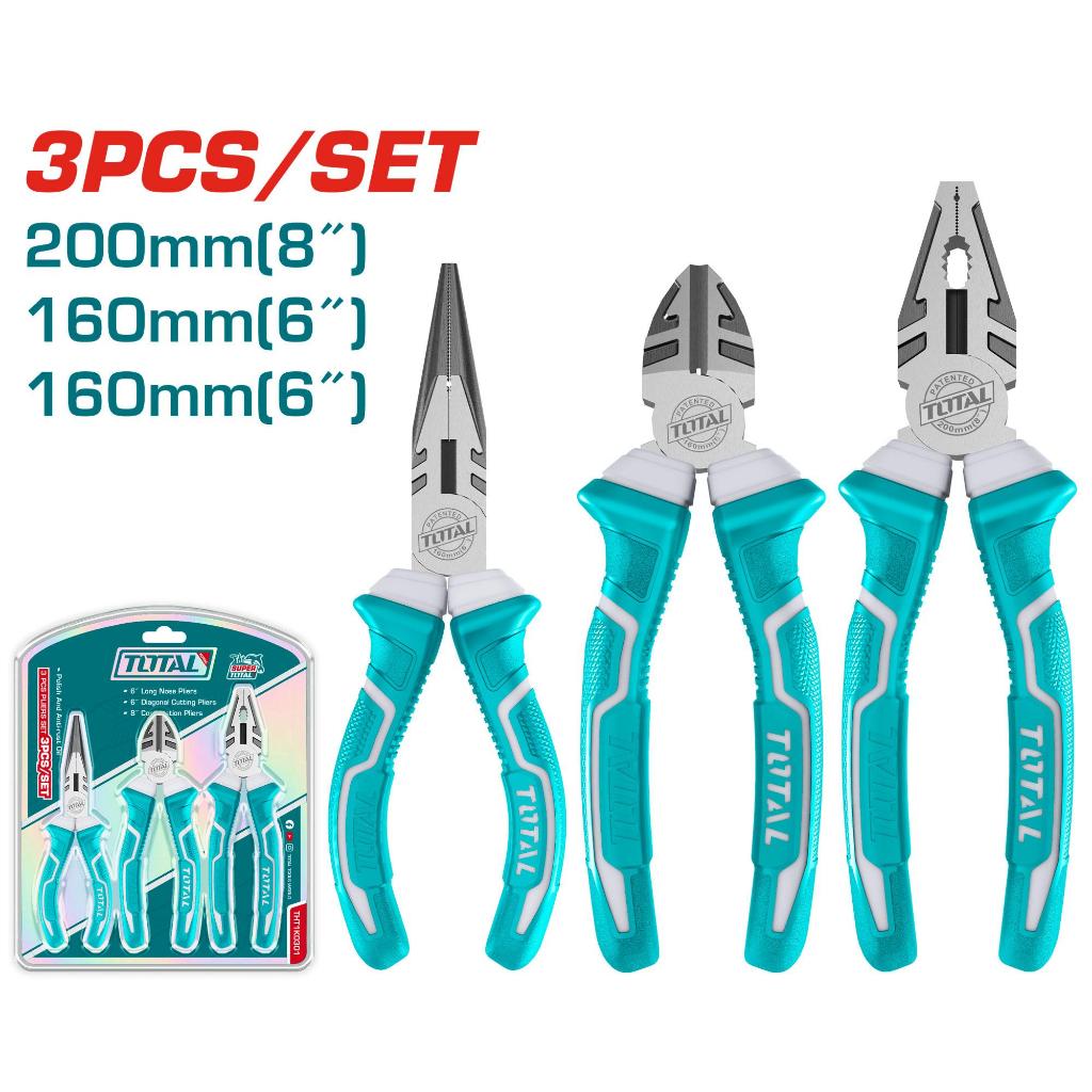 Total ชุดคีม 3 ตัวชุด ( คีมปากแหลม + คีมตัด ปากเฉียง + คีมปากจิ้งจก ) รุ่น THT1K0301 THT2K0301S THT2
