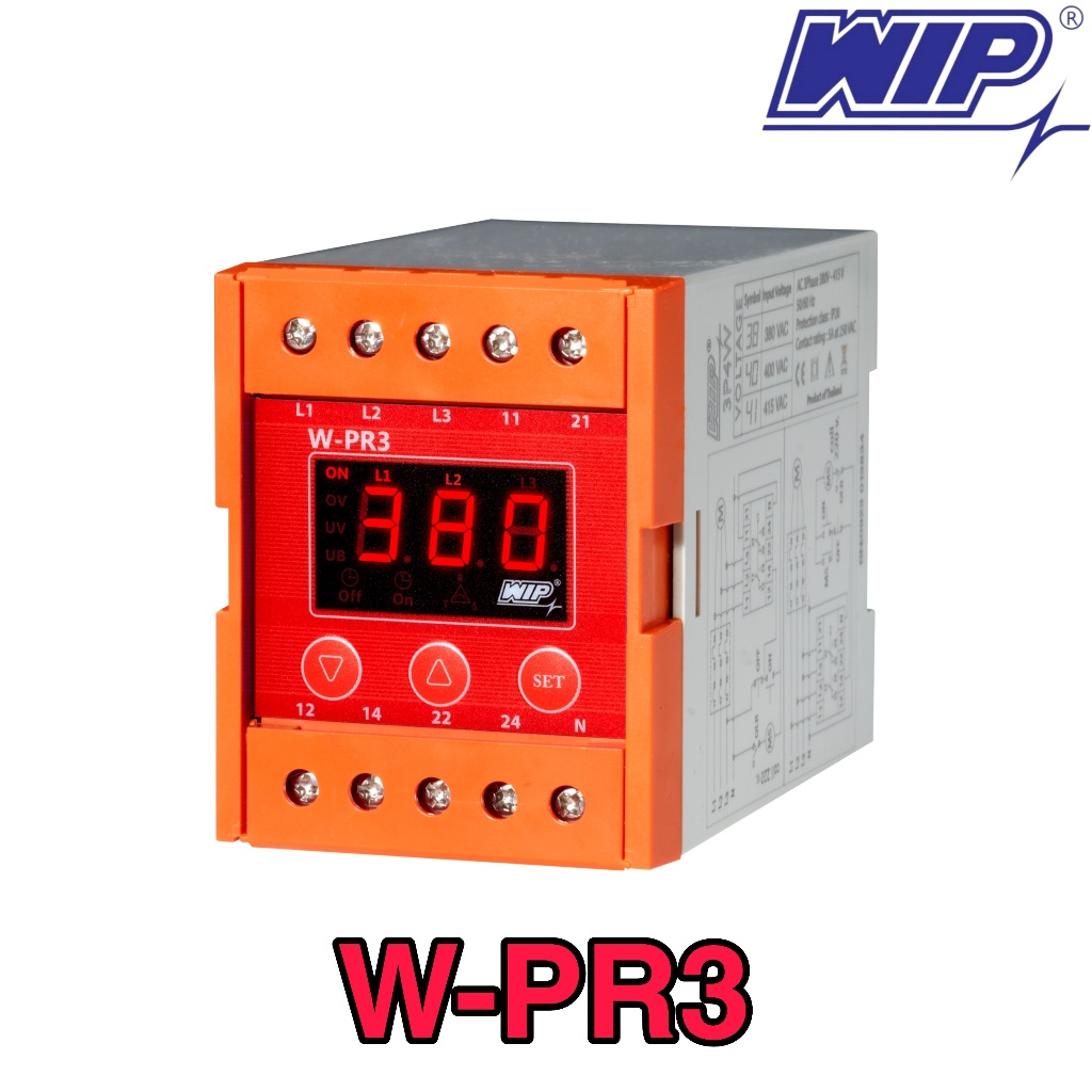 WIP W-PR3 380V เลือกได้ 2 รุ่น 3P3W 3P4W เฟสโพรเทคชั่น อุปกรณ์ป้องกันไฟ