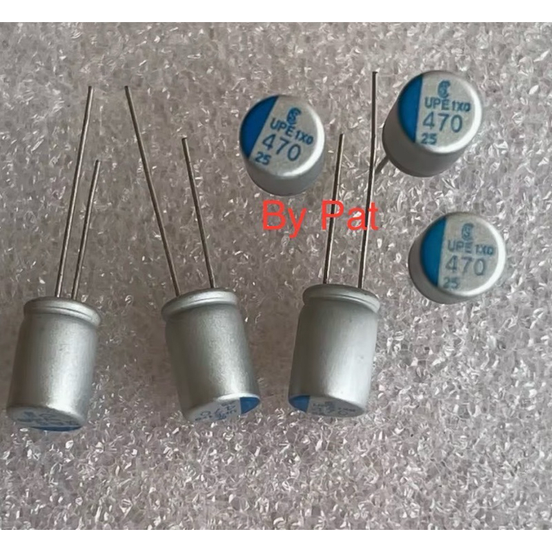 (แพค100ชิ้น) คาปาซิเตอร์ 470UF 25V ตัวสีเงินสินค้าใหม่แกะกล่อง C470UF 25V ขนาด8x12mm. C470UF 25V C47