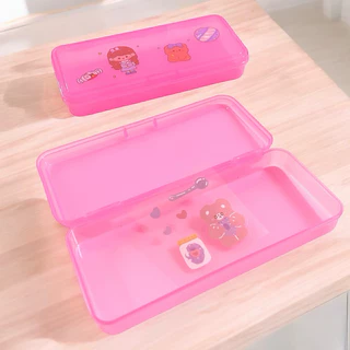 กล่องดินสอพลาสติก502 ใส สีหวาน พาสเทล DIY แถมสติกเกอร์