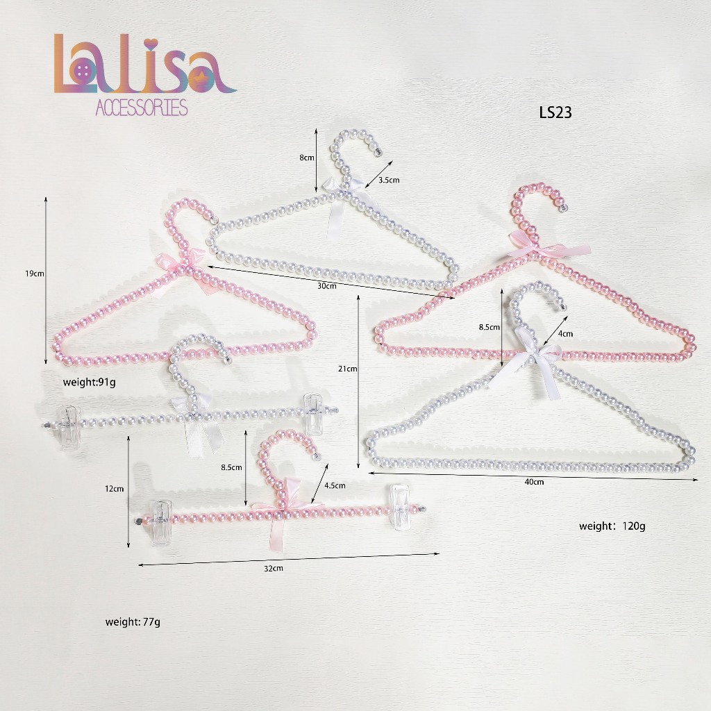 ไม้แขวนเสื้อมุก ขนาด 30 cm. 32 cm. 40 cm. Pearl hanger LS23 – โปรปัง