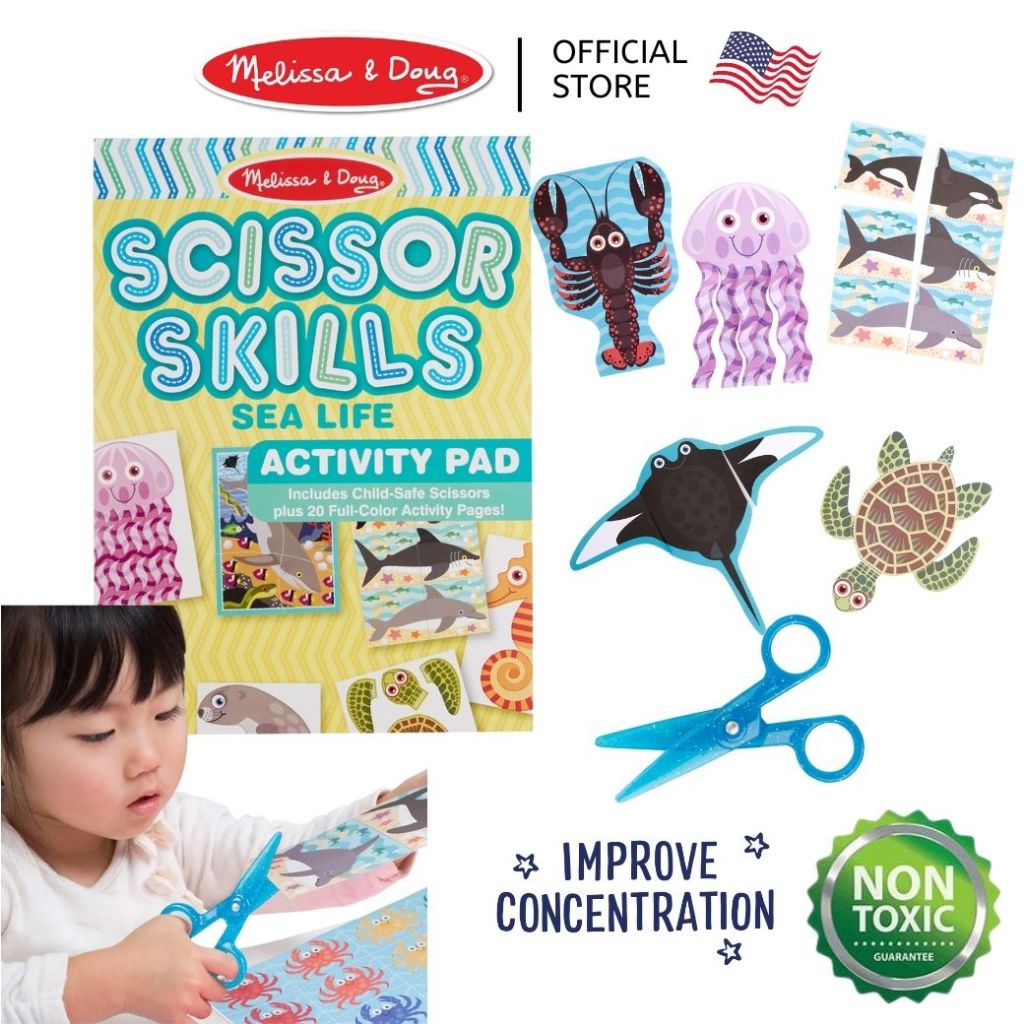 (ของแท้ USA) ชุดฝึกตัด กรรไกรฝึกตัด ปลอดภัย Scissors Skills Activity Ocean Melissa & Doug 32007