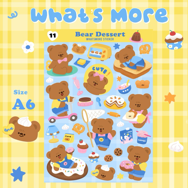 พร้อมส่ง | สติกเกอร์ไดคัท A11 - น้องหมีขนมหวาน ขนาด A6