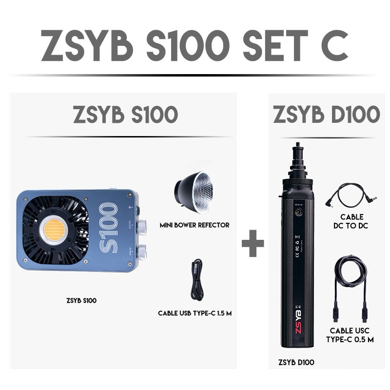 🛵ส่งด่วน ZSYB S100 New ไฟวิดีโอแบบถือ 100W ปรับสีได้ 2700-6500k Sport Light พกพาง่าย