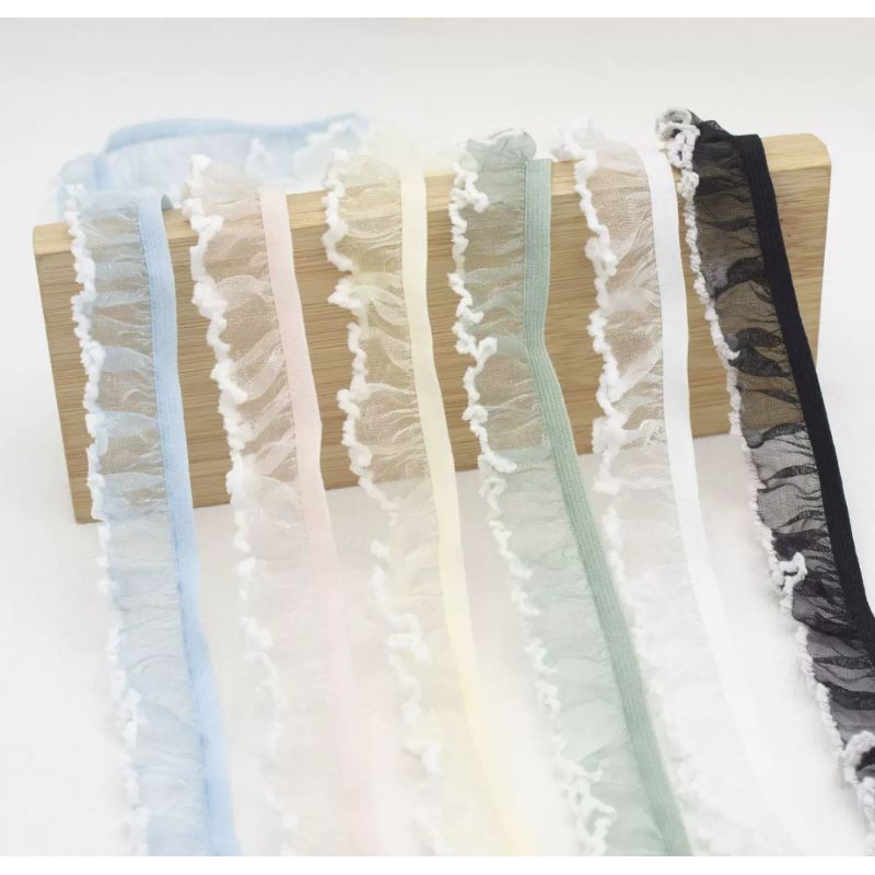 ริบบิ้นระบายยืดกว้าง 2 ริบบิ้นผ้าแต่งชาย DIY