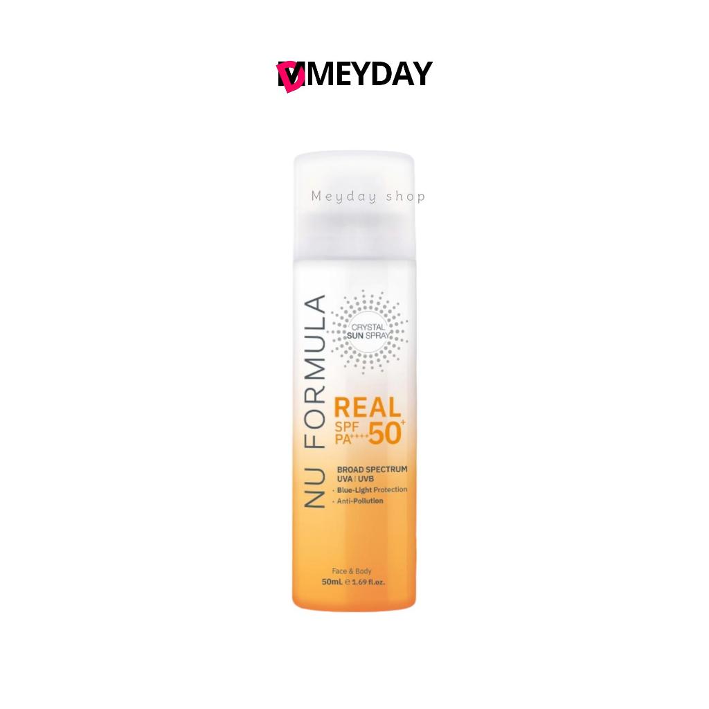 สเปรย์กันแดด นู ฟอร์มูล่า ละอองบางเบา ฉีดทับเมคอัพได้ Nu Formula Crystal Sun Spray Real SPF50+ PA++++ 100ml.