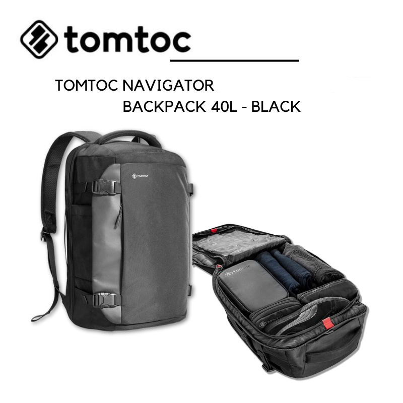 TOMTOC NAVIGATOR T66 TRAVEL LAPTOP BACKPACK 40L กระเป๋าเป้สะพายหลัง - BLACK