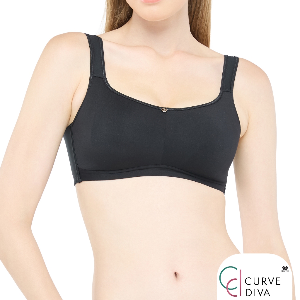 Wacoal Curve Diva บราไร้โครงเก็บกระชับ สาวคัพใหญ่ รุ่น WB7546 สีดำ (BL)