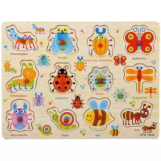 Babypartys จิ๊กซอว์ไม้ ขนาด30x22ซม. ของเล่นไม้หมุดแดง ของเล่นพัฒนาการเด็ก ของเล่นจุกไม้