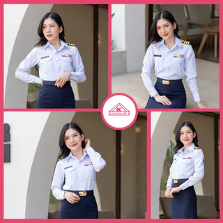 ชุดครูเอกชนหญิง คอเชิ้ตแขนยาว + กระโปรง(ขายแยกชิ้น)