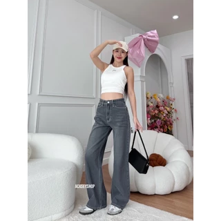 Acasey กางเกงยีนส์ผู้หญิง ขายาว Mena Jeans Somtum กระบอกใหญ่ ผ้าไม่ยืด ไซส์ S - 4XL