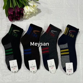 {ยกโหล12คู่} ถุงเท้าข้อกลางใช้ทำงานผู้ชาย ขนาดฟรีไซส์เท้า39-45ใส่ได้ มีสีดำ กันลาย สินค้ามีพร้อมส่งจ้า