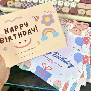 โปสการ์ด HAPPY BiRTHDAY 4x6 นิ้ว 50 ลาย การ์ดอวยพรวันเกิดแถมซอง ด้านหลังเนื้อกระดาษสำหรับเขียน
