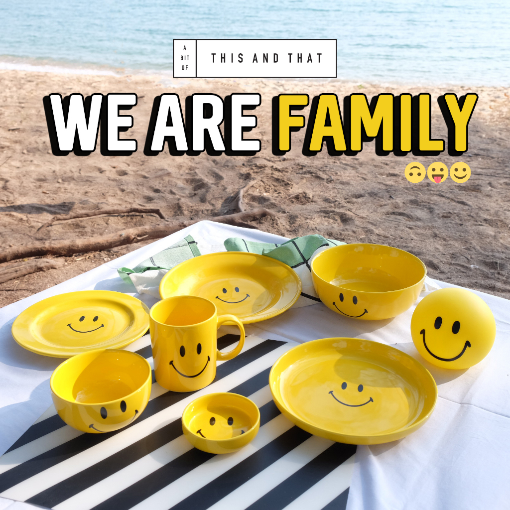 (ร้านไทยพร้อมส่ง) แก้วกาแฟ เซรามิค หน้ายิ้ม สีเหลือง We are yellow family